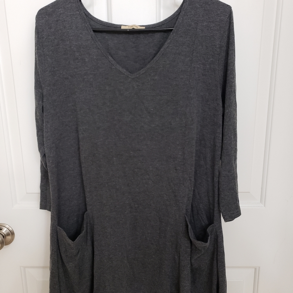 Timeson 3/4 Sleeve Tunic Dress with Pockets